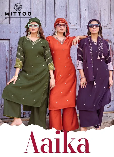 Aaika By Mittoo Viscose Weaving Kurti With Bottom Dupatta
